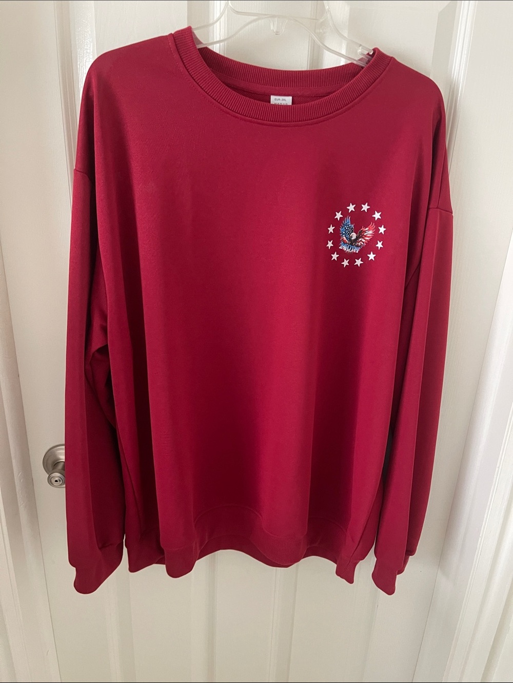 Red Crewneck, long sleeve Tee  with Eagle Graphic